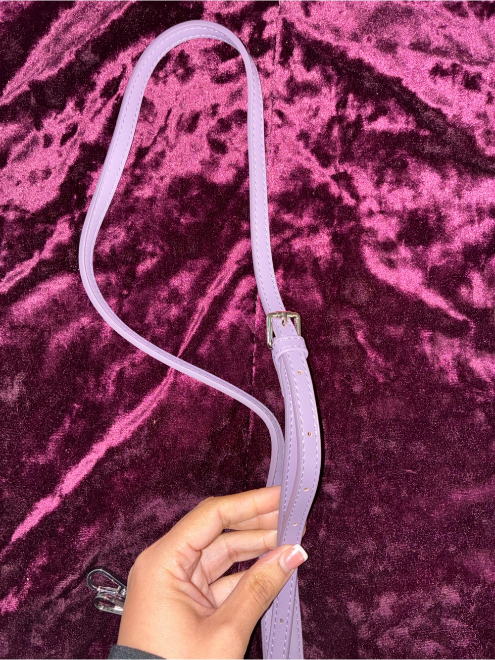Plus size Lilac & Cream Adjustable Leather Crossbody Strap - 58”- 68”